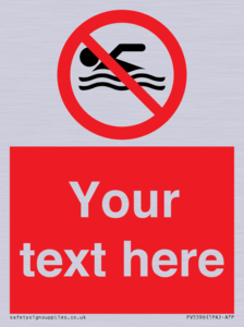 Custom No swimming prohibition Sign